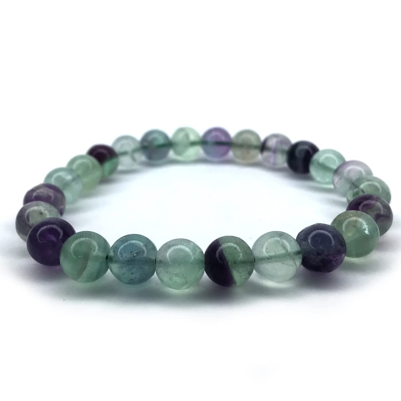 Divinity Crystals 7 Chakra Heart Bracelet - Natural 8 mm Crystal Bracelet for Good Luck, Love, Abundance, Healing, and Meditation for Men and Women Natural Fluorite Bracelet